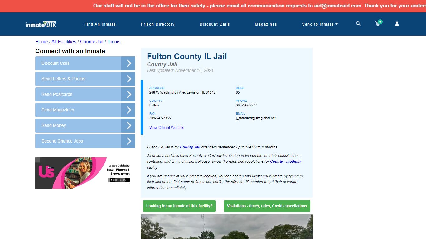 Fulton County IL Jail - Inmate Locator - Lewiston, IL